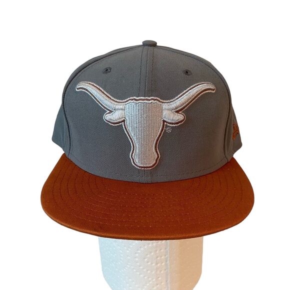 New Era Cap Hat Men’s Size 7 1/4” Color Gray Orange Texas Longhorns Fitted - Picture 1 of 12